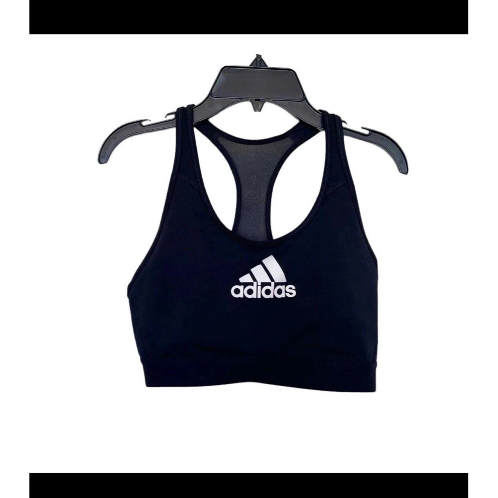 Adidas Activewear Sz Medium Womens Top Cropped Sports Bra Logo Mesh Work Out Gym